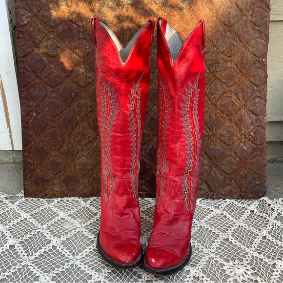 Vintage Western Larry Mahan cowboy red boots - Picture 2 of 9